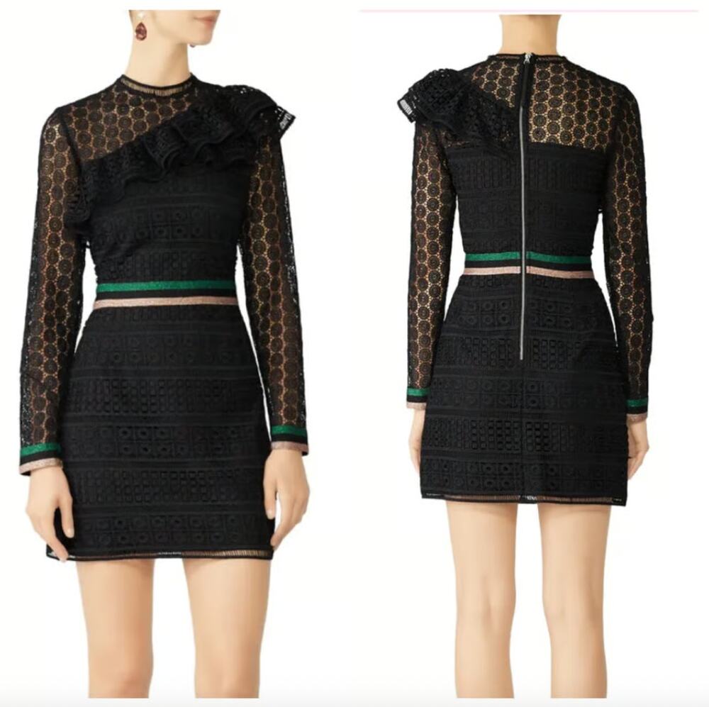 Saylor Crochet Lace Simone Mini Dress Size S Asymmetrical Ruffle Party Going Out